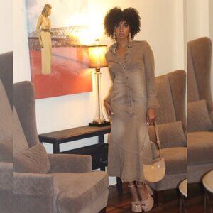 SMALL Brown Jean Maxi Dress